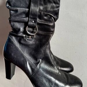 Boots Black Heeled Leather Boots